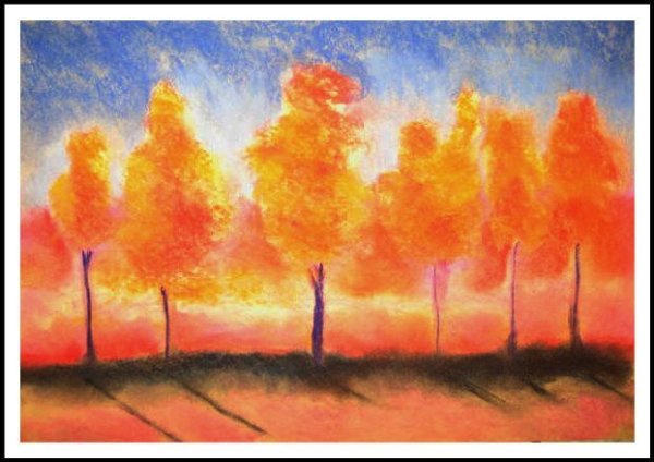 Рисование пастелью осень