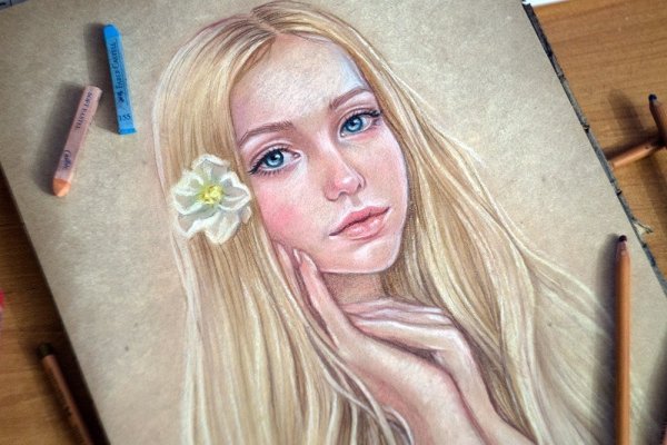 Портрет цветными мелками
