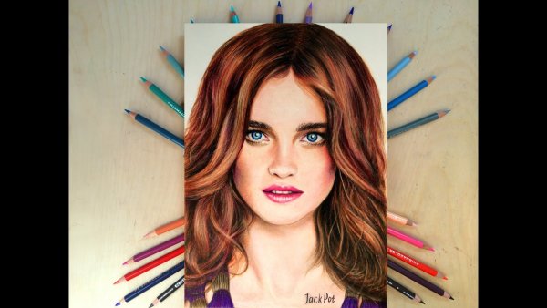 Поэтапное рисование портрета цветными карандашами