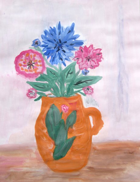 Ваза с цветами красками для детей