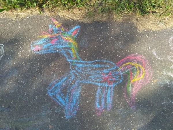 Рисование мелками на асфальте в детском саду