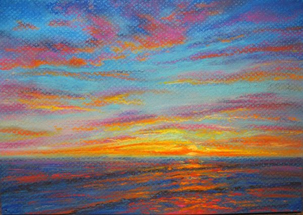 Пейзаж закат пастелью