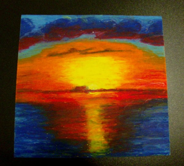 Закат масляными мелками