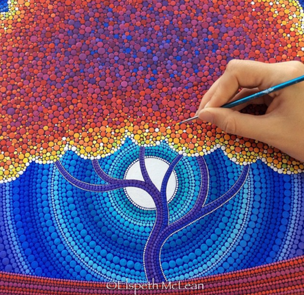 Техника пуантилизм ватными палочками