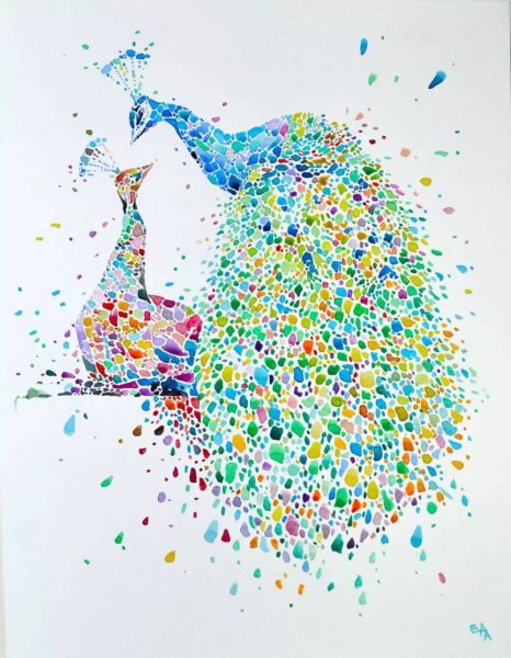 Рисование акварелью точечно