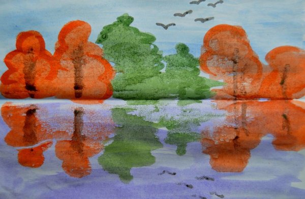 Монотипия Пейзажная техника