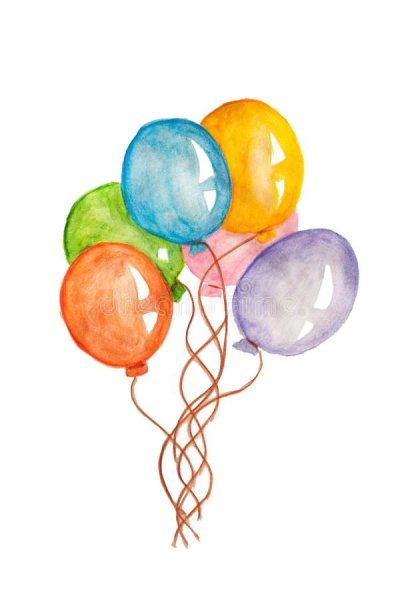 Дети воздушные шарики акварель