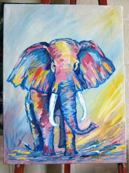 Рисование пастелью слона