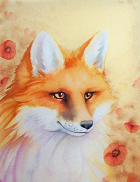 Легкая лиса красками