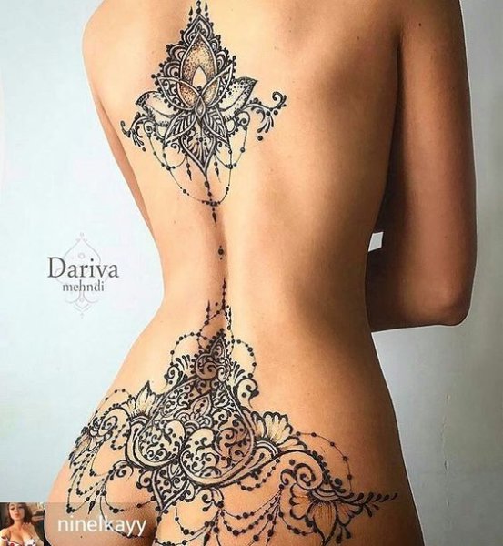 Мехенди на пояснице эскизы