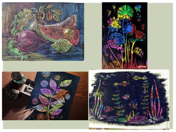 Рисунок на ткани восковыми мелками