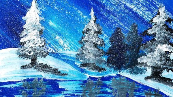 Правополушарное рисование зимний пейзаж мастер класс