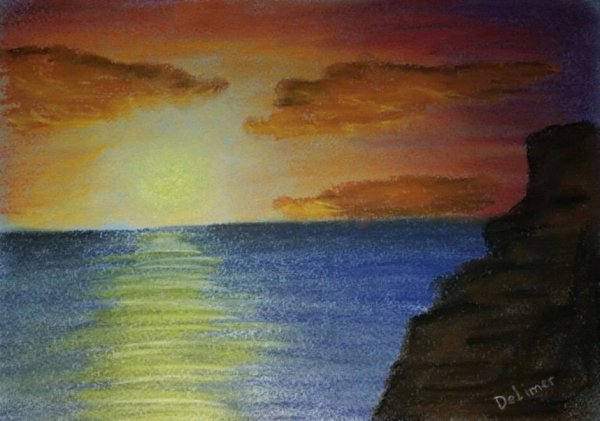 Простой пейзаж пастелью