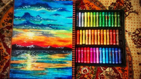 Масляная пастель иллюстрации