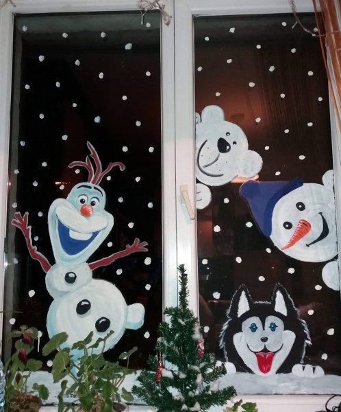 Новогодняя роспись окон