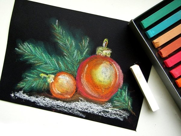 Новогодние рисунки пастелью