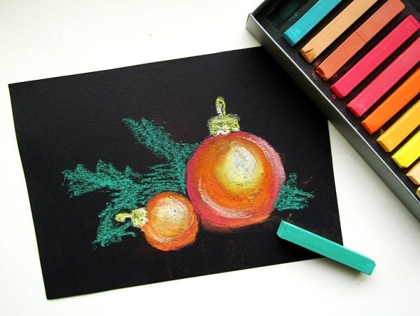 Рисование мелками восковыми на черной бумаге