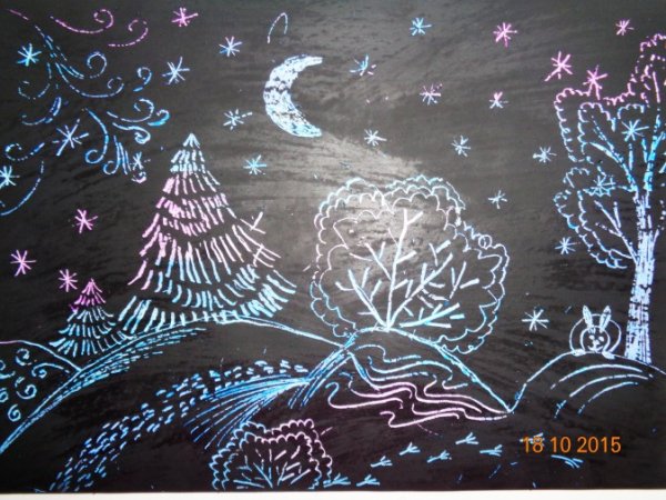 Техника граттаж зима