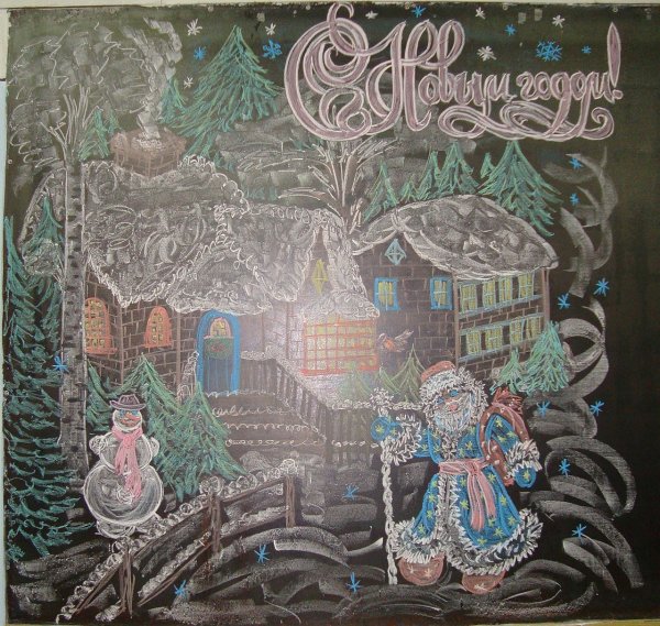 Новогодняя картина на доске