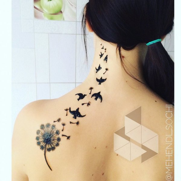 Птичка тату хной