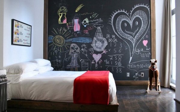 Грифельная стена в интерьере подростковой комнаты