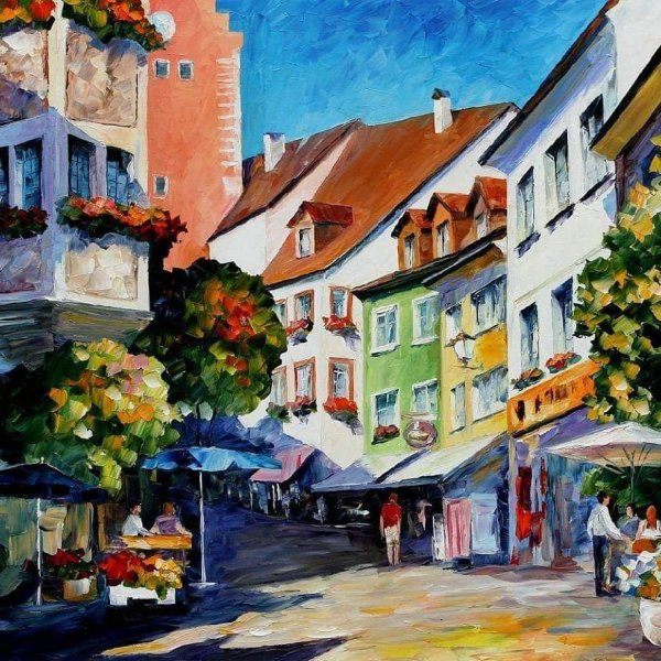 Красивый город живопись