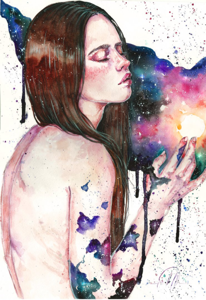 Девушка акварель