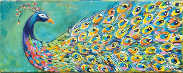 Павлин рисунок акрилом