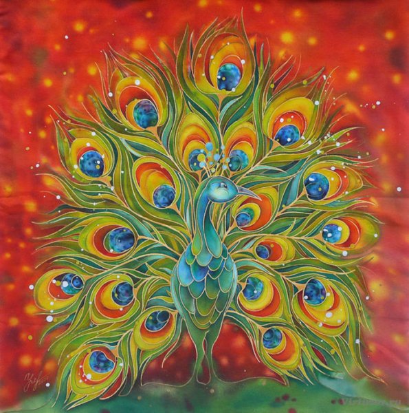 Перо павлина витраж