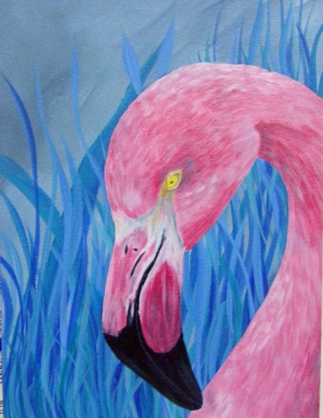 Фламинго масляной пастелью