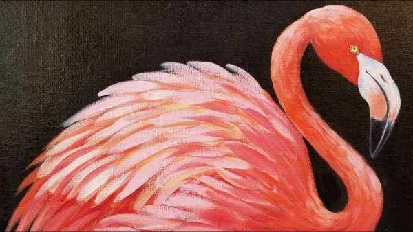 Acrylic Painting Фламинго