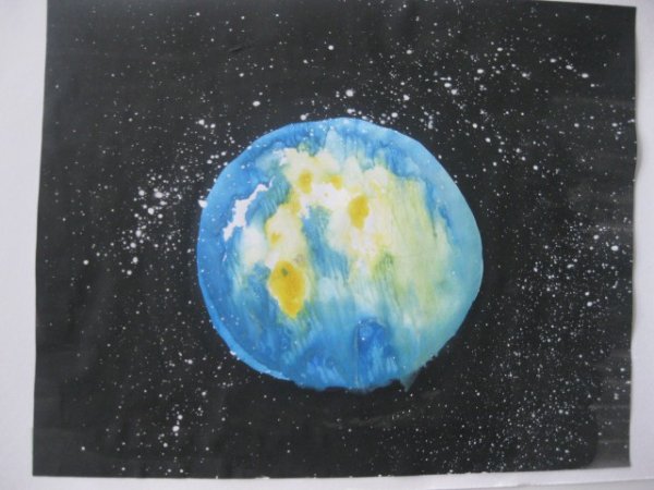 Планета земля акварелью