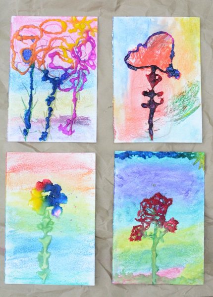 Картины с солью и акварелью