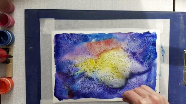 Рисование акварелью и солью