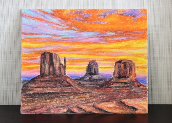 Пейзаж восковыми мелками