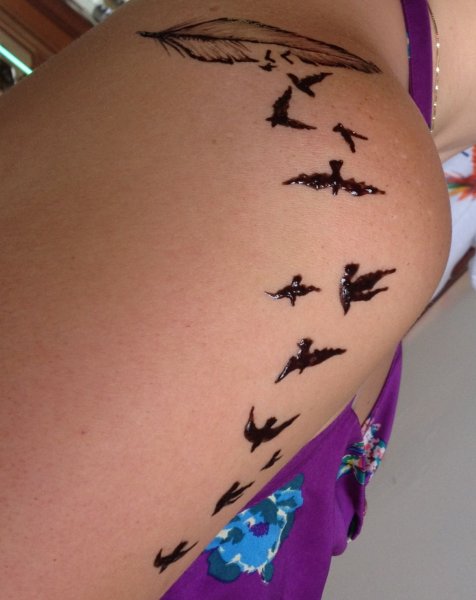 Птичка тату хной