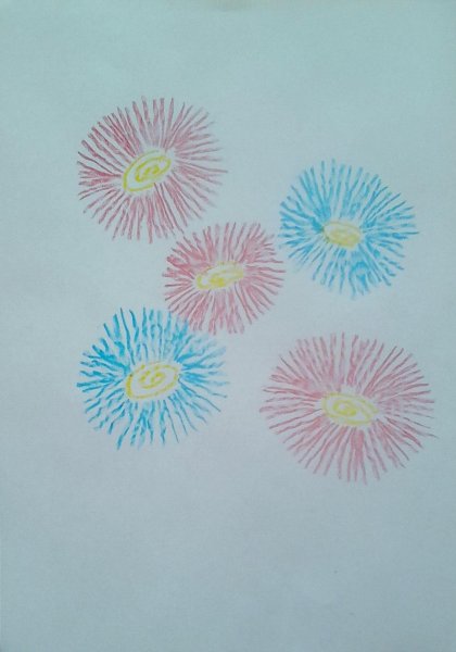 Рисование астры в старшей группе восковыми мелками