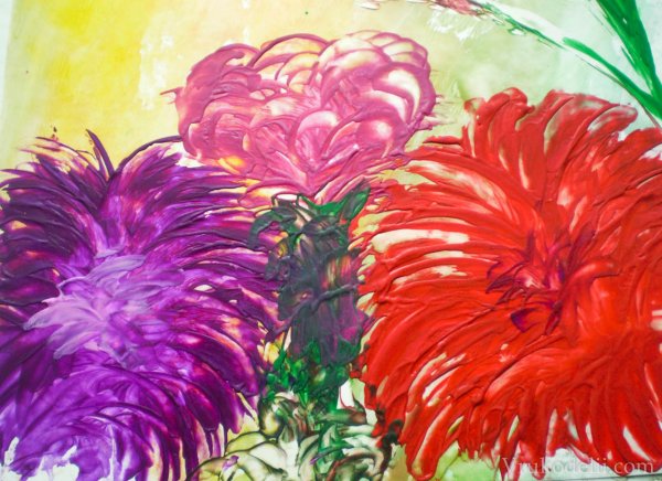 Астры гуашью