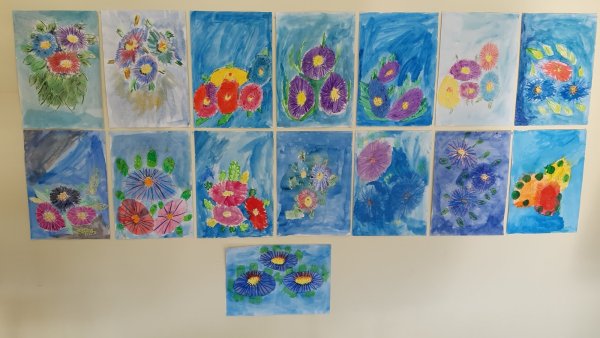 Астры пастелью картины Яблонских