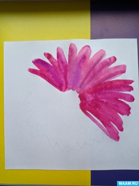 "Цветы в вазе" восковые мелки и акварель