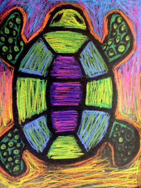 Черепаха масляной пастелью