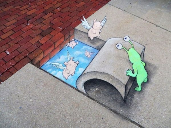 Рисунки из мелков на асфальте