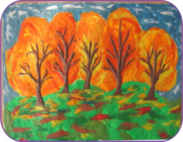 Осенний пейзаж пластилином