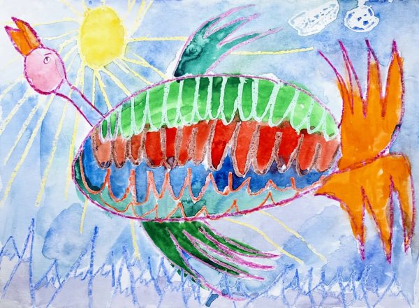 Цветы восковыми мелками