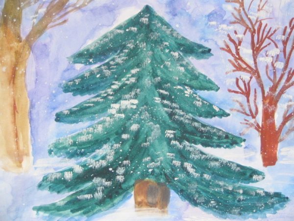Детские рисунки зима