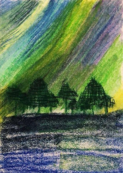 Северное сияние пастелью