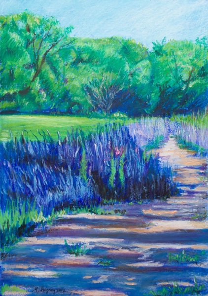 Декоративное рисование моря пастелью