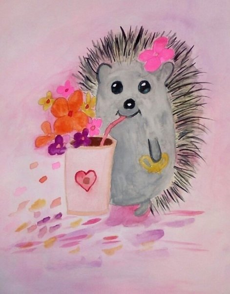 Рисование Ежик красками