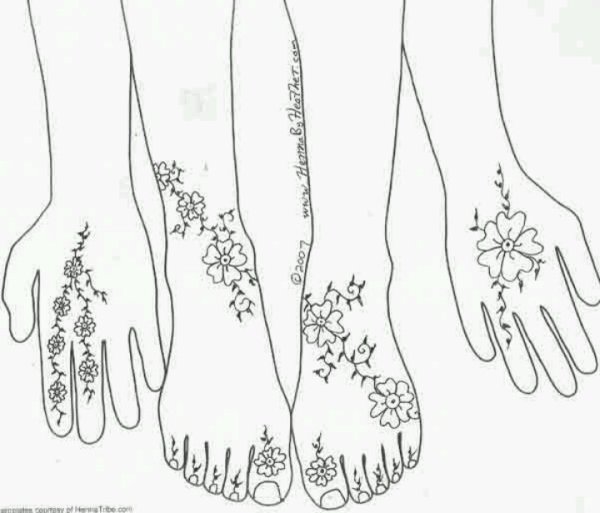 Мехенди на ноге эскизы