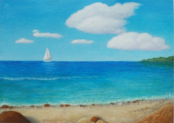 Картина изображающая море пастель пастель Марина Морена